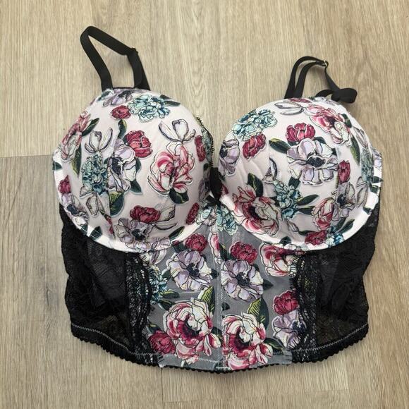 NWT Victoria's Secret ROSE EMBROIDERED Push Up Longline Bra TOP 36D - Picture 3 of 6